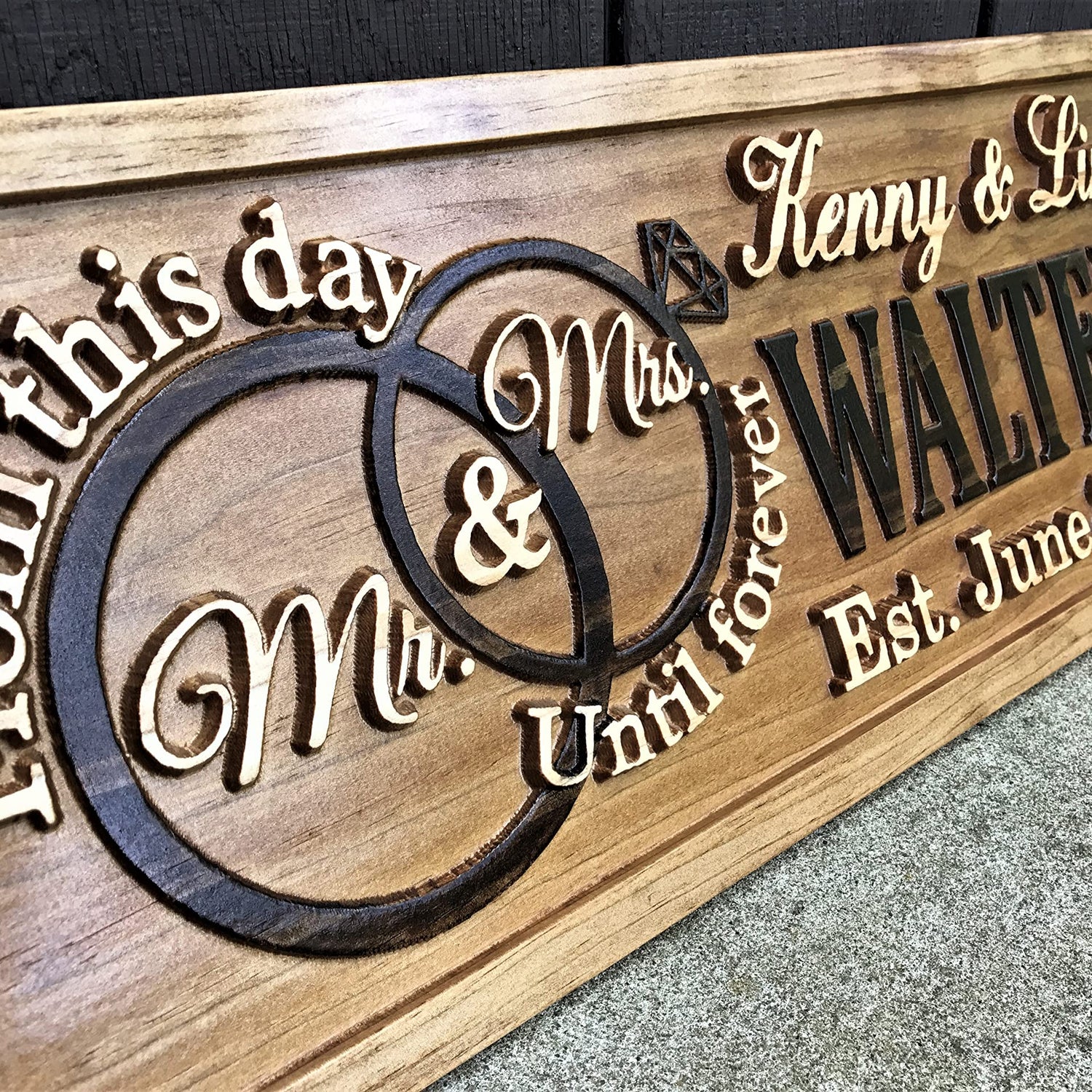 Mr and Mrs Sign | Wood Wedding Gift | Wooden Bridal Shower Gift | Custom Engagement Sign | Established Marriage Decor | Personalized Couple Gift | 3D Woodworker