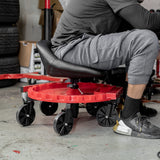 Traxion 2-230 Monster Rolling Padded Mechanic Stool Seat Garage Shop Roller Work Chair with Wheels and Tool Tray, Heavy-Duty 400-lb Capacity, Traxion