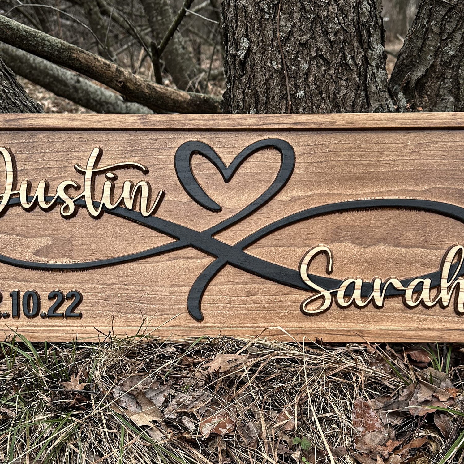 Personalized Heart Wall Decor | Wedding Gift for Couple | Wood Infinity Sign Wedding Date Engagement Anniversary Gift Bridal Shower Gift 3D Woodworker