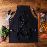 Dalstrong Professional Chef's Kitchen Apron - Sous Team 6" - Heavy Duty Waxed Canvas - 5 Storage Pockets + Towel & Tong Loop - Liquid Repellent Dalstrong