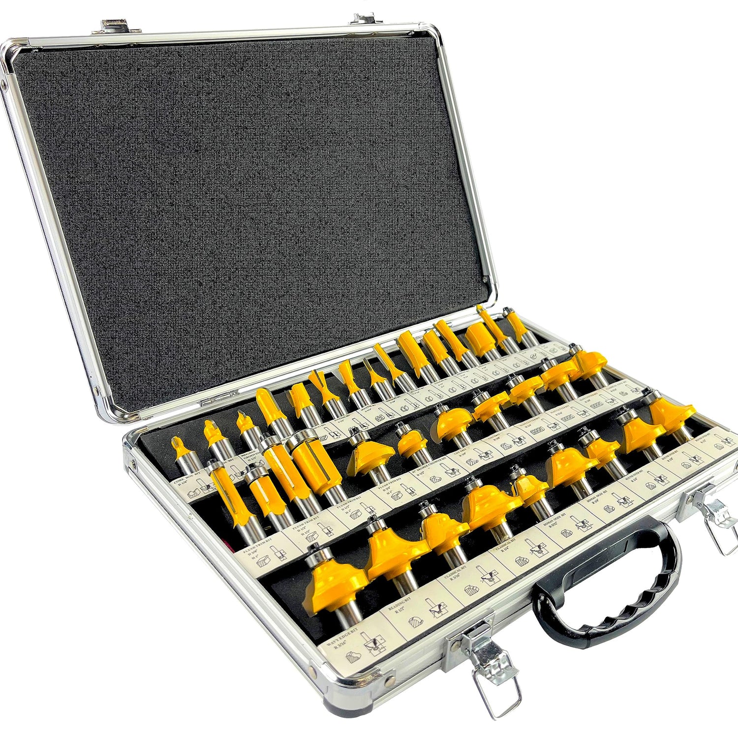 35 Piece Carbide Router Bits Set, 1/2" Shank, Multiple Route Bits, Aluminum Case EDMBG