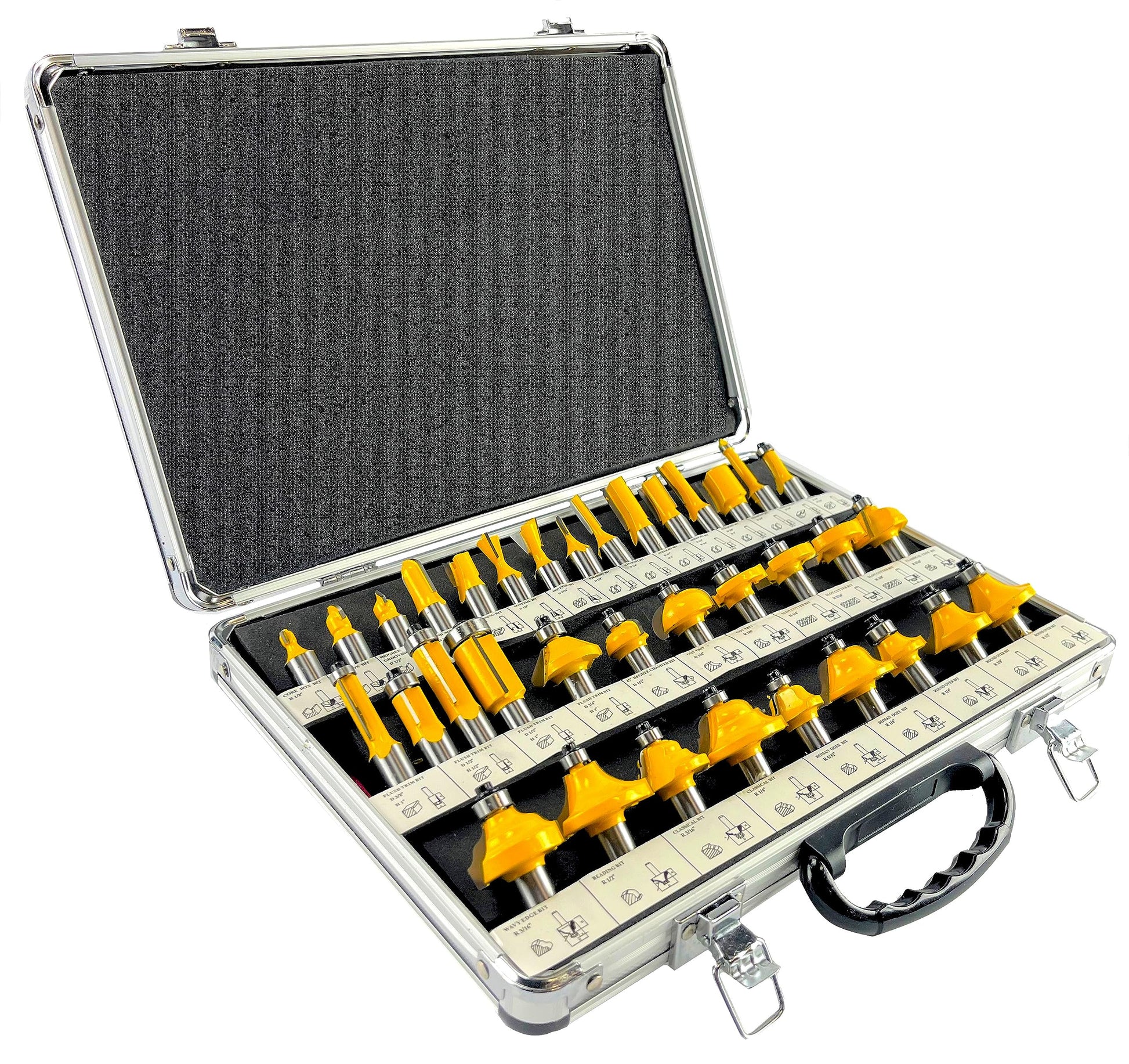 35 Piece Carbide Router Bits Set, 1/2" Shank, Multiple Route Bits, Aluminum Case - WoodArtSupply