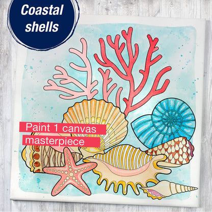 Faber-Castell Paint by Number Watercolor Coastal - Paint by Number Kit, Beach and Ocean - Adult and Teen Craft Kits - WoodArtSupply