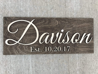 Custom Wood Sign Personalized Wedding Gift Wood Wall Art Personalized Sign Last Name Sign Established Sign Wooden Signs Bridal Shower Gift