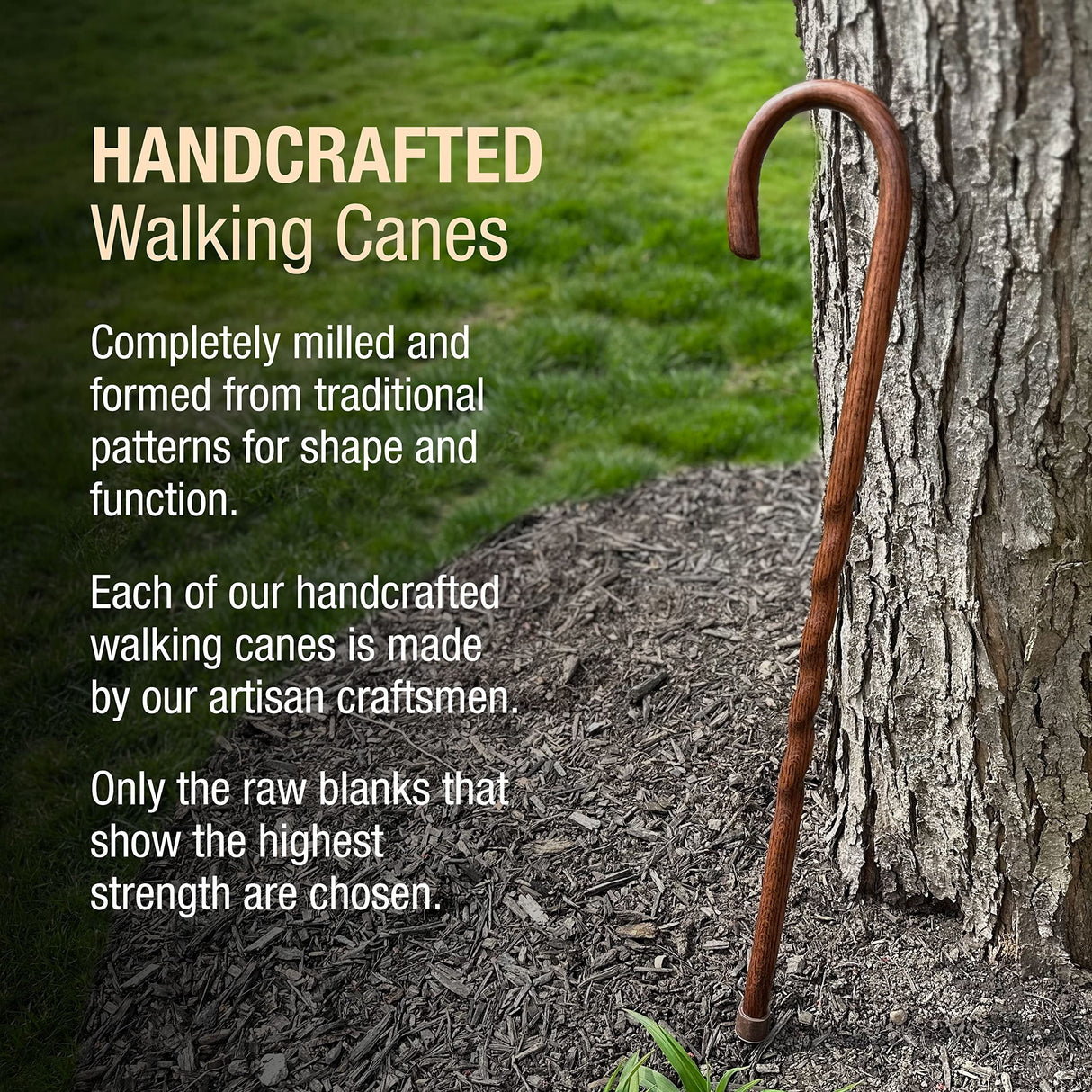 Handcrafted Wood Walking Cane - Made in the USA by Brazos - Twisted Oak Crook Neck Classic - Red Brazos