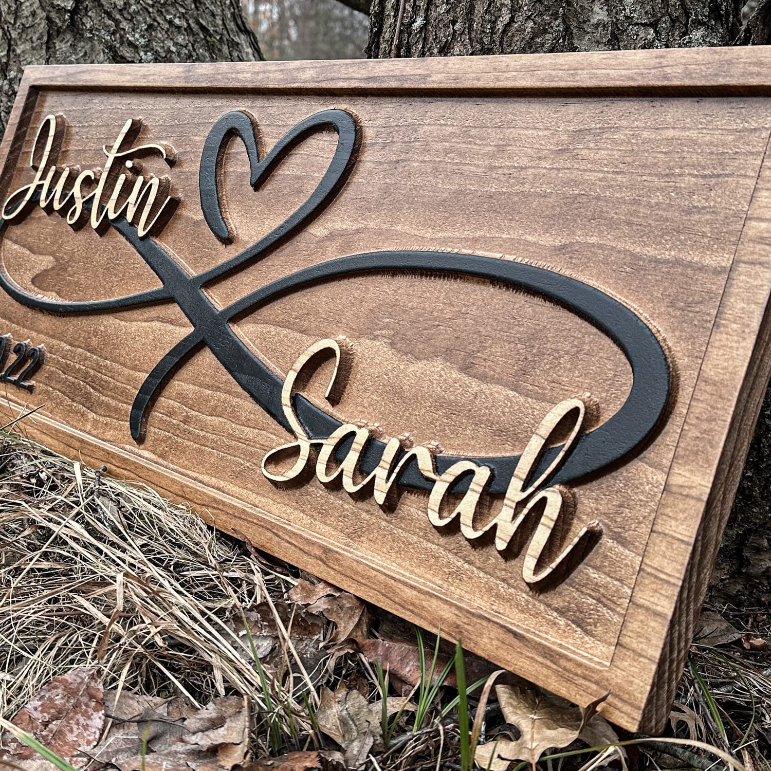 Personalized Heart Wall Decor | Wedding Gift for Couple | Wood Infinity Sign Wedding Date Engagement Anniversary Gift Bridal Shower Gift 3D Woodworker