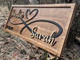 Personalized Heart Wall Decor | Wedding Gift for Couple | Wood Infinity Sign Wedding Date Engagement Anniversary Gift Bridal Shower Gift 3D Woodworker
