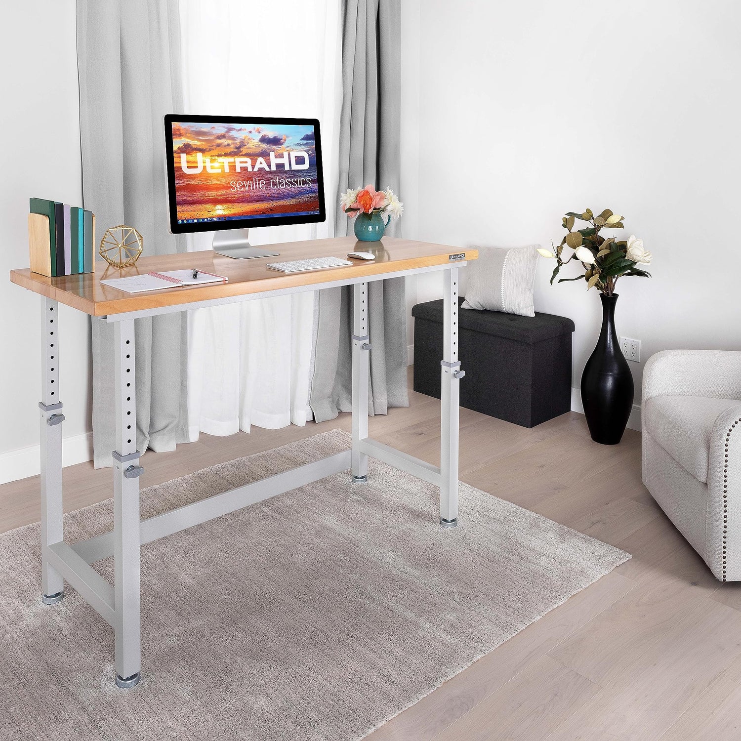 Seville Classics UltraHD Heavy Duty Workbench Table w/Solid Wood Top, 1000 lbs. Weight Capacity Workstation for Garage, Warehouse, Workshop, Granite, Seville Classics