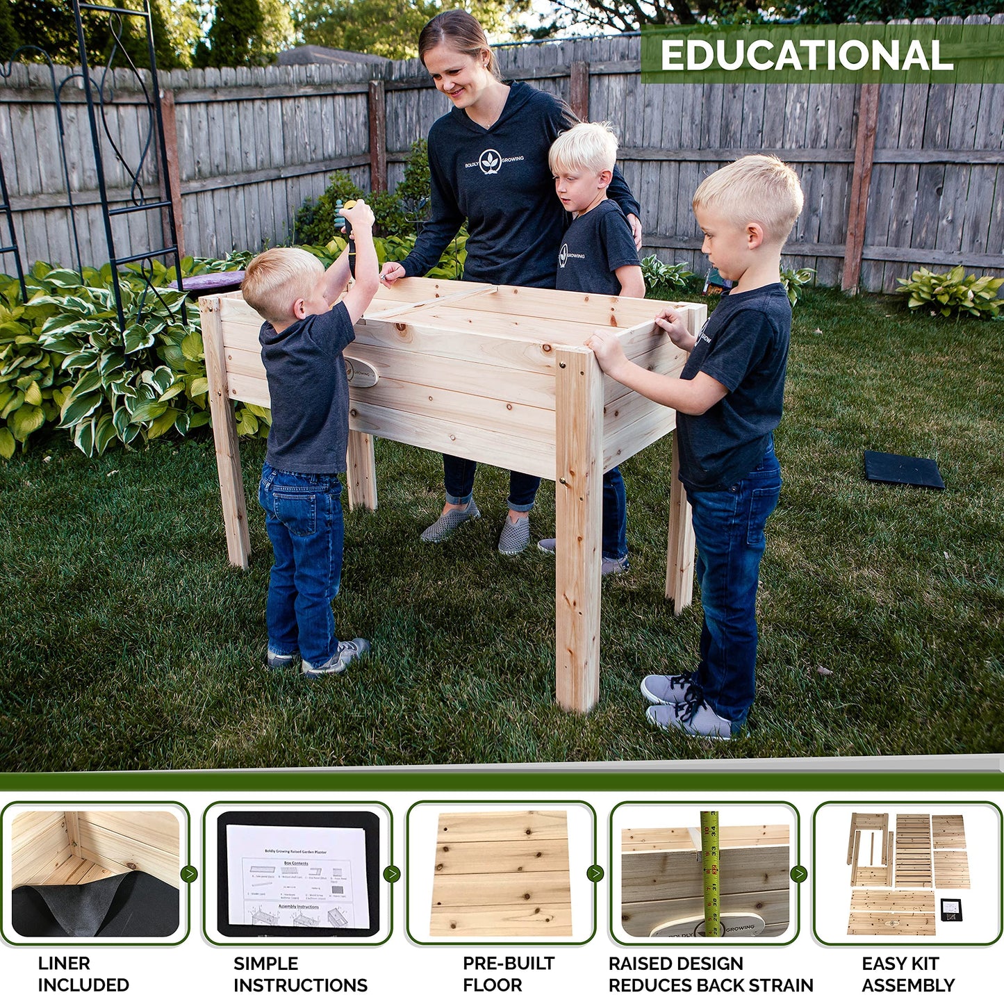 Boldly Growing Cedar Raised Planter Box with Legs – Elevated Wood Raised Garden Bed Kit – Grow Herbs and Vegetables Outdoors – Naturally - WoodArtSupply