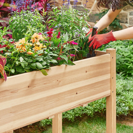 Yaheetech 2pcs Raised Garden Bed 48x24x30in Elevated Wooden Horticulture Planter Box with Legs Standing Growing Bed for Yaheetech