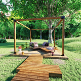 Deck Man 4x4(Actual Size: 3.5x3.5inch) Stainless Steel 3-Way Right Corner pergola Bracket with 4 Flange Anchors，Pergola/Gazebo kit (4 Pack) Deck Man