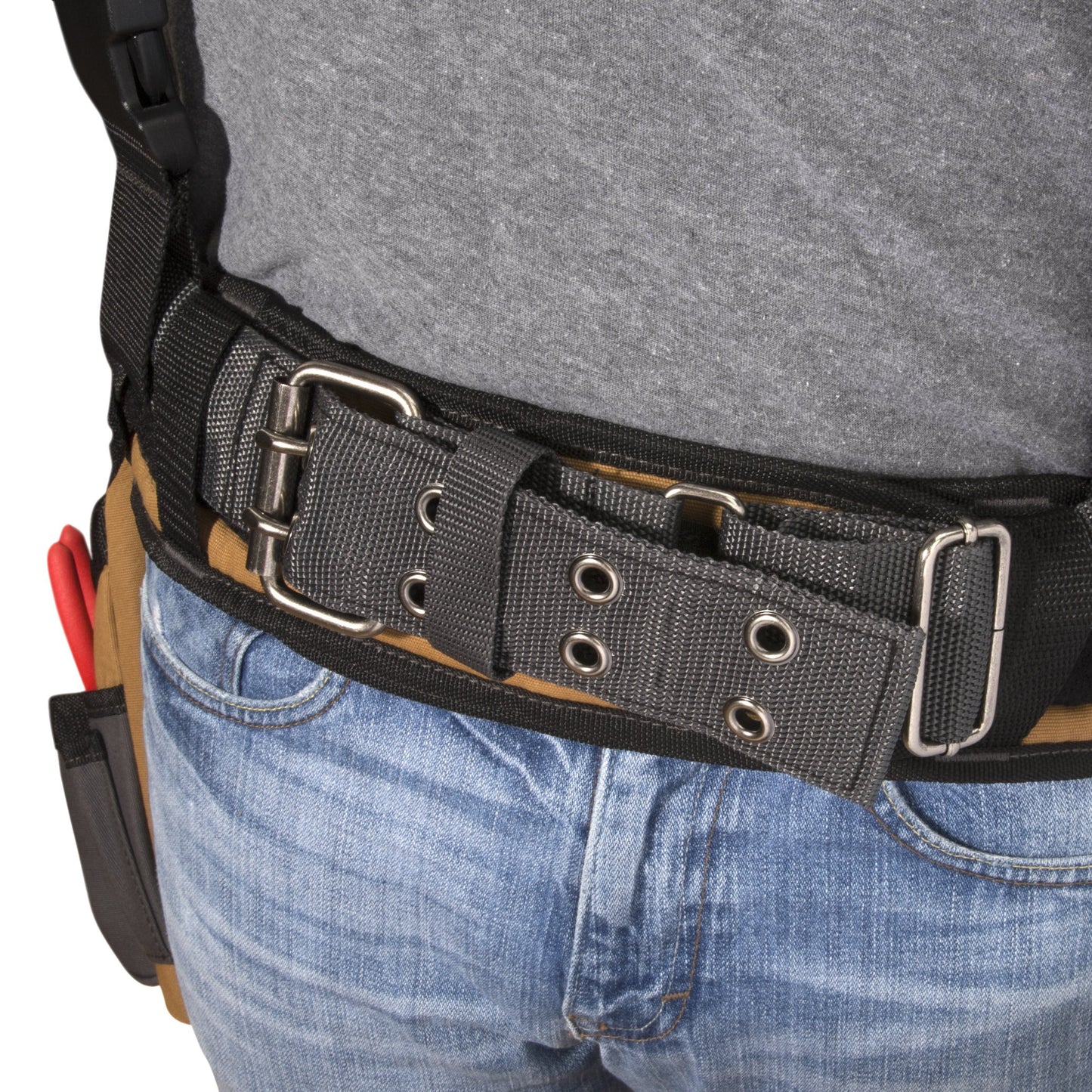 Dickies 4-Piece Carpenter's Rig, Padded Tool Belt Suspenders, Cooling Mesh, Tool Belt, Steel Buckle, Grey/Tan, 3.8 lb