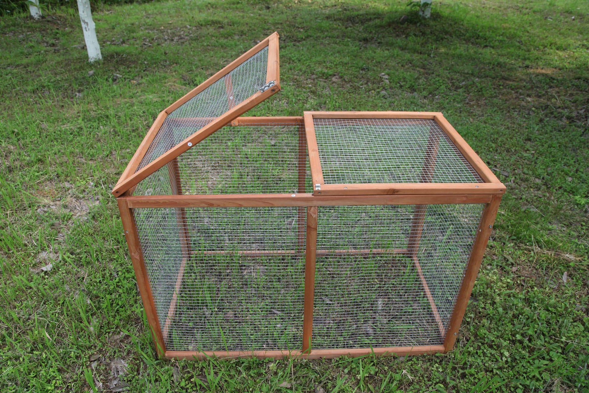 ECOLINEAR Outdoor 40'' Wooden Run Cage Chicken Coop Hen House Poultry Pet Hutch Garden Backyard (Run Cage) - WoodArtSupply