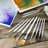 Royal Gold Royal & Langnickel 11pc Beginner Brush Set, Includes - Shader, Angular, Filbert, Detail, Script, Liner, Deerfoot & Fan Brushes Royal Gold
