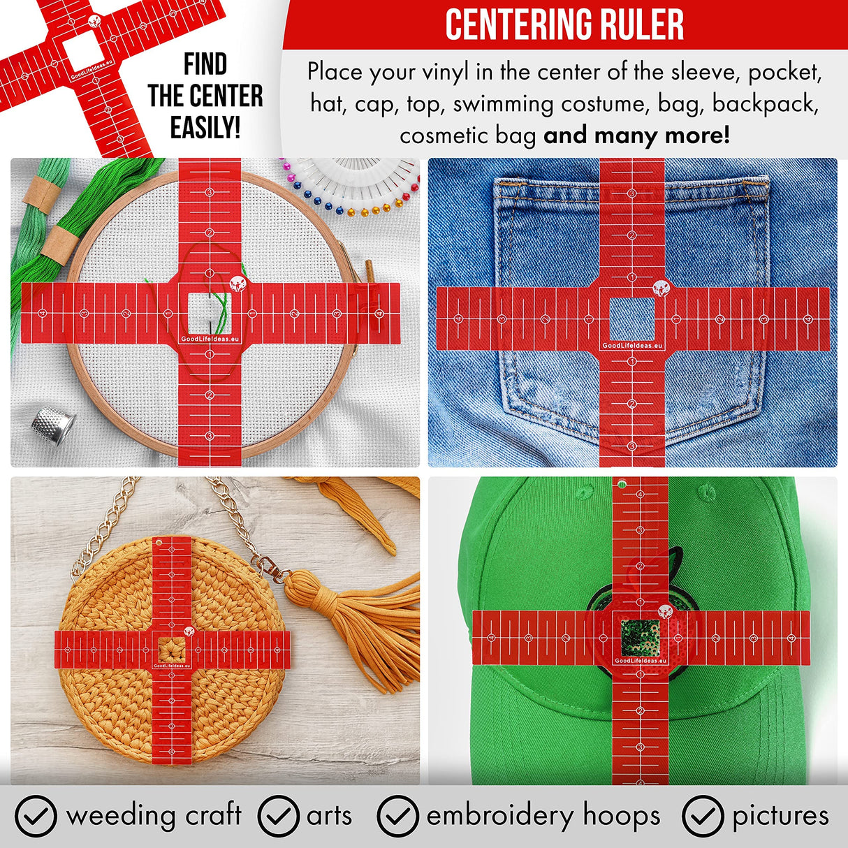 Tshirt Ruler Guide for Vinyl Alignment - T Shirt Ruler Guide for Heat Press, Shirt Measurement Tool for Heat Press, T-Shirt Ruler Centering Guide Good Life Ideas