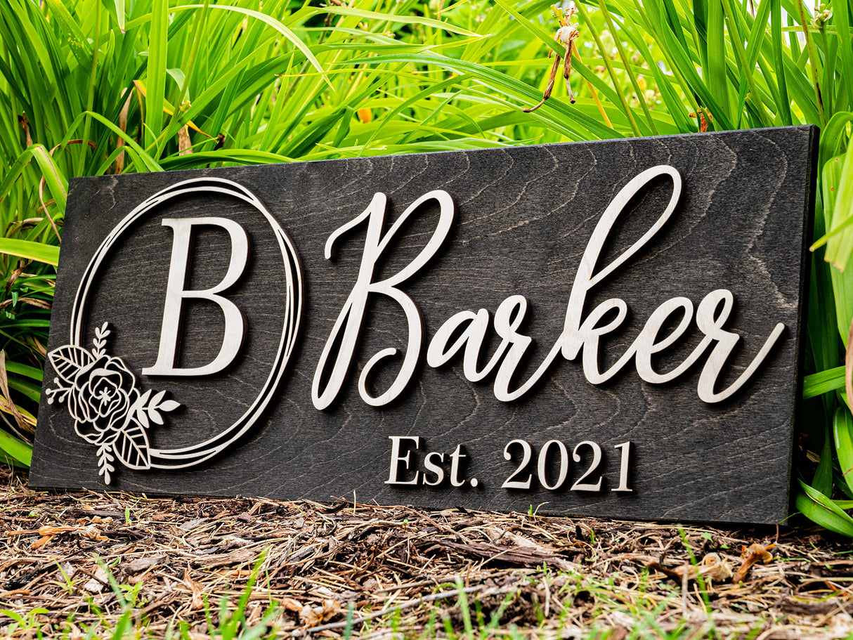 Personalized Wedding Gift | Custom Wood Sign | Wooden Last Name Established Sign | Family Name Sign Wooden Sign | Bridal Shower Gift | Anniversary Laser Woodworker