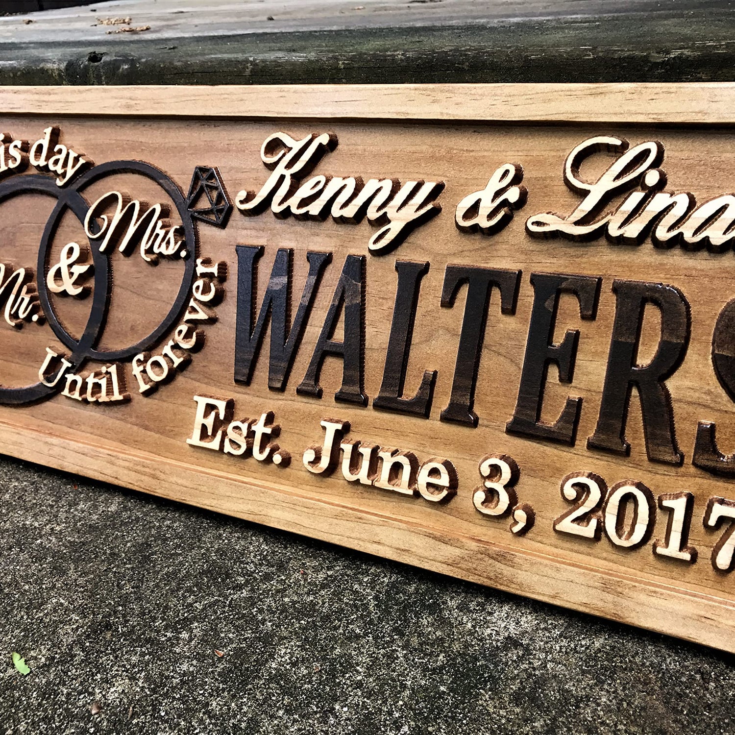 Mr and Mrs Sign | Wood Wedding Gift | Wooden Bridal Shower Gift | Custom Engagement Sign | Established Marriage Decor | Personalized Couple Gift | 3D Woodworker