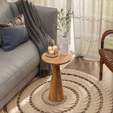 COZAYH Small Pedestal End Table Round Farmhouse Martini Table Wood Plant Stand Rustic Drink Table for Small Space Living Room, Walnut COZAYH