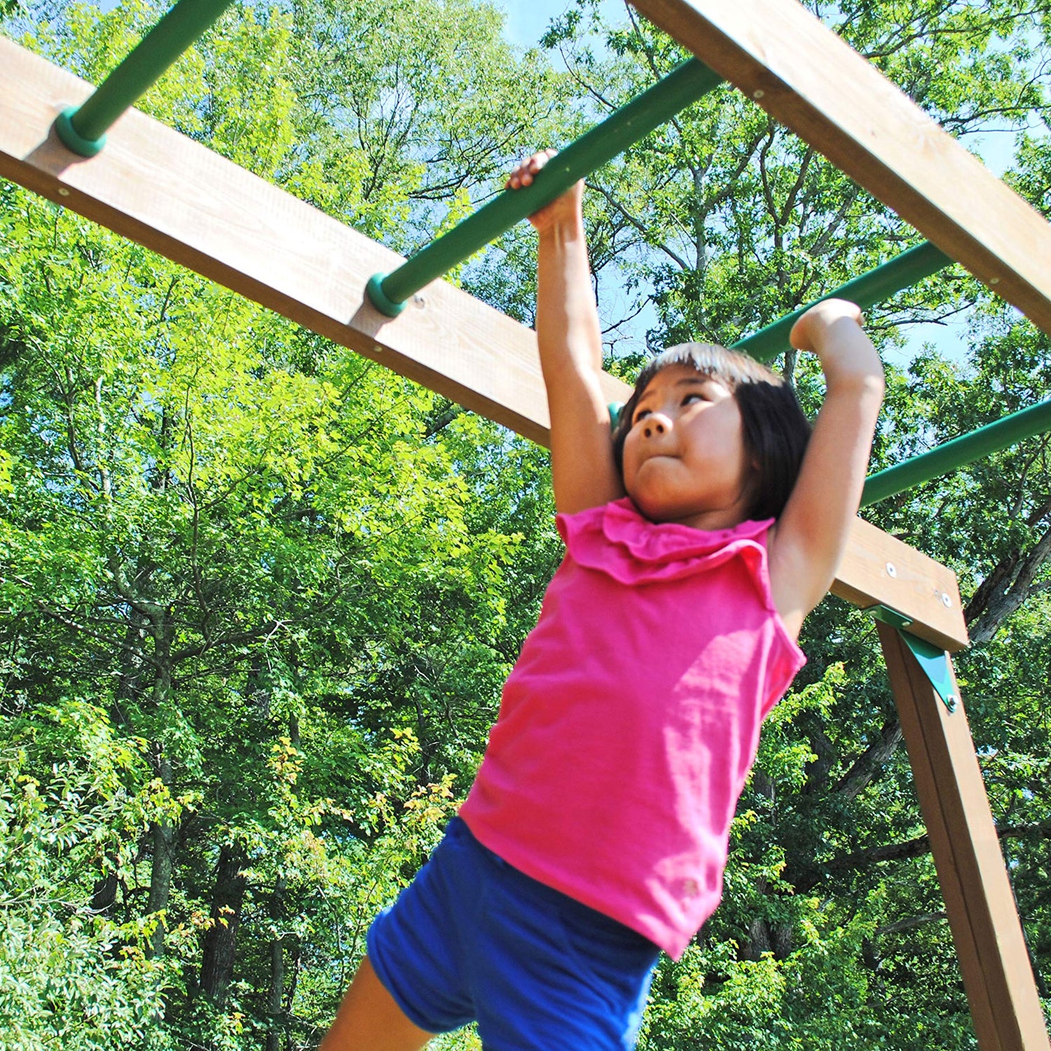 Creative Playthings Spring Hill Wooden Swing Set with Monkey Bars (Made in The USA), Includes Kids Climbing Wall, Monkey Bars, Playground Swings and Creative Playthings LTD.