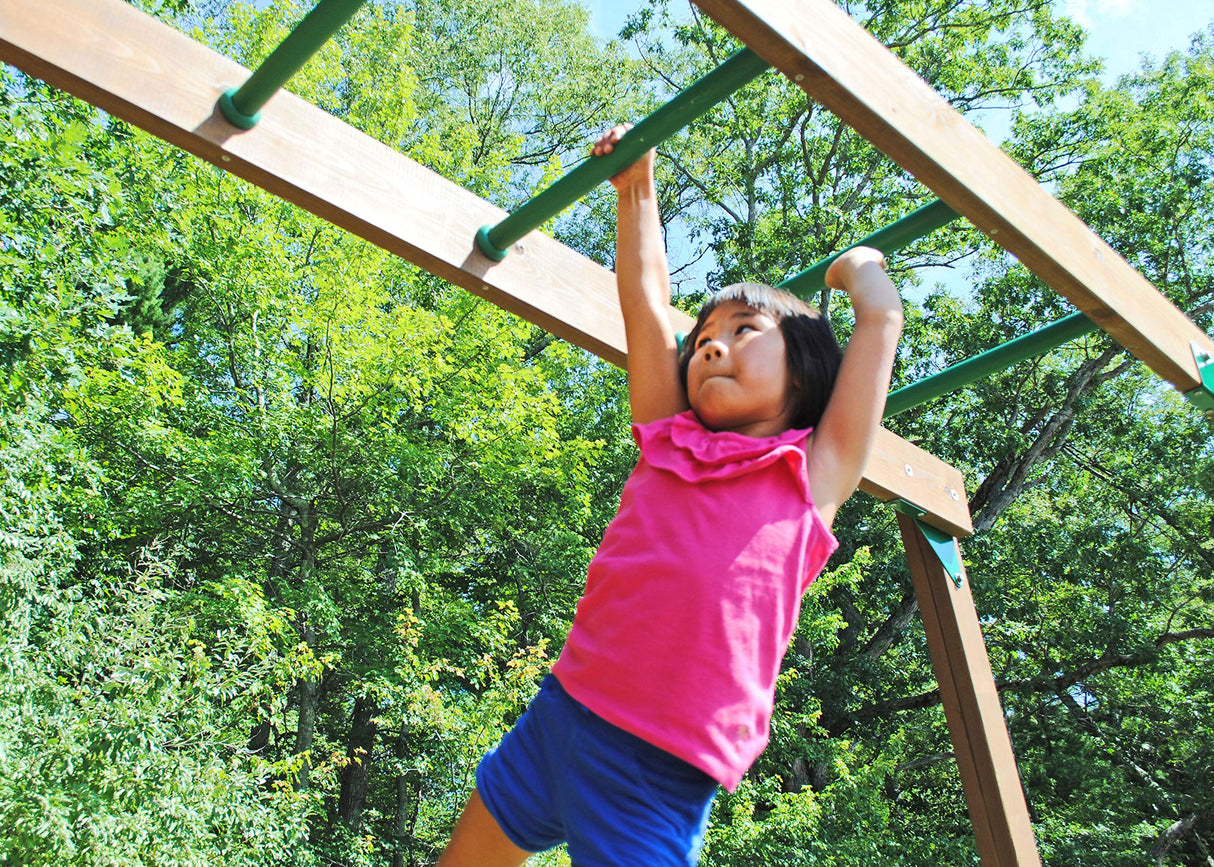 Creative Playthings Spring Hill Wooden Swing Set with Monkey Bars (Made in The USA), Includes Kids Climbing Wall, Monkey Bars, Playground Swings and Creative Playthings LTD.