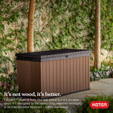 Keter Darwin 150 Gallon Resin Large Deck Box - Organization and Storage for Patio Furniture, Outdoor Cushions, Garden Tools and Pool Toys, Brown & Keter