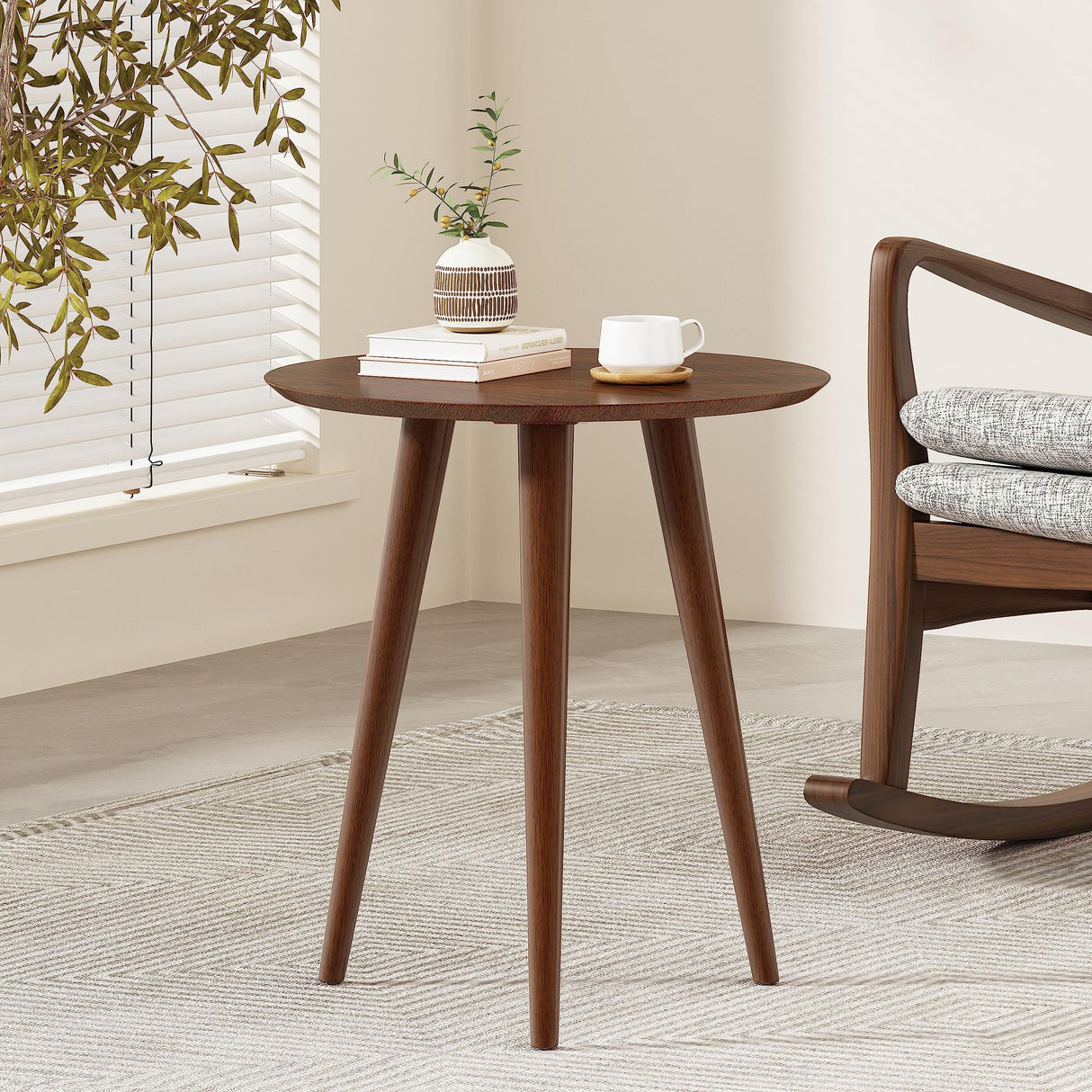 GDFStudio Evangeline Finished Wood End Table w/Faux Wood Overlay (Natural Walnut) GDFStudio