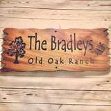 Custom Cabin sign Personalized Outdoor Wooden Carved Last Name Camping Sign Oak Trees Benchmark Signs And Gifts