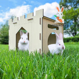 HIIMALEX Sturdy Bunny House with Spacious Perch Hidey Detachable Playhouse for Rabbit Hideout Castle Tower Toys for Indoor Bunnies Guinea Pig Hamster HIIMALEX
