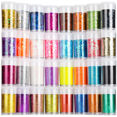 Teenitor Glitter, Fine Glitters and Holographic Chunky Glitters,Glitter for Nails, Glitter Slime, Assorted Glitter, Festival Glitter for Nail Face Teenitor