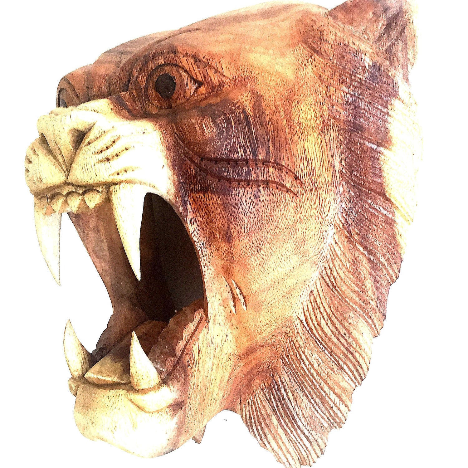 OMA Wood Carved African Lion Mask Head Wall Mount Sculpture Wall Decor - Hand Crafted PREMIUM QUALITY - XL SIZE BRAND OMA