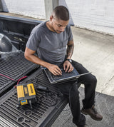 DEWALT DXAEPI1000 Power Inverter 1000W Car Converter with LCD Display: Dual 120V AC Outlets, 3.1A USB Ports, Battery Clamps DEWALT