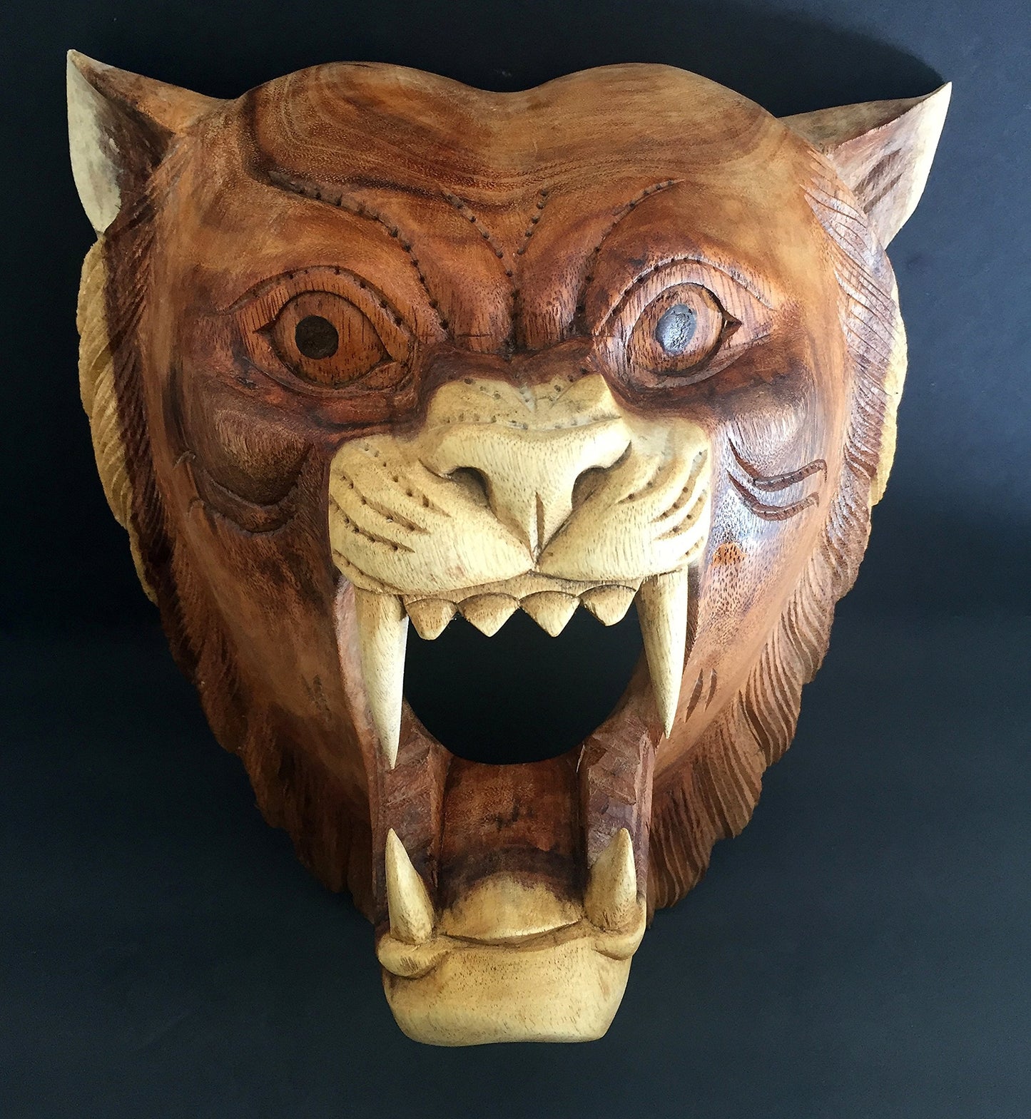 OMA Wood Carved African Lion Mask Head Wall Mount Sculpture Wall Decor - Hand Crafted PREMIUM QUALITY - XL SIZE BRAND