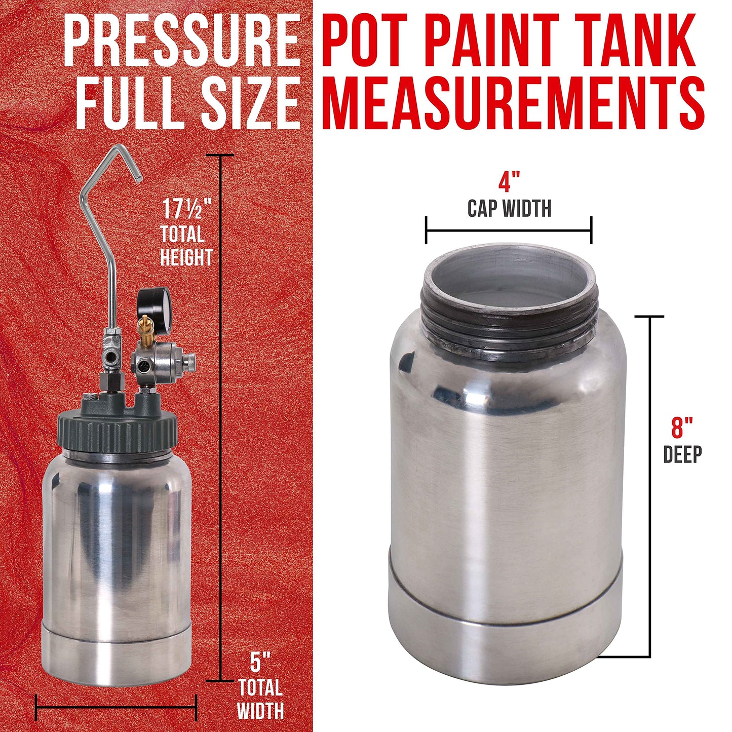 TCP Global 2 Quart Paint Pressure Pot with Spray Gun and 5 Foot Air and Fluid Hose Assembly - WoodArtSupply