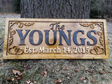 Personalized Family Name Sign Wedding Gift Custom Carved Wooden Signs Last Name Décor Established Wood Plaque 3D Engraved Couple 5 Year Anniversary 3D Woodworker