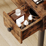 IRONCK Vanity Desk Set with LED Lighted Mirror & Power Outlet, Flip Top Makeup Vanity Table with Drawers & Cabinet,for Bedroom, Bathroom, Vintage IRONCK