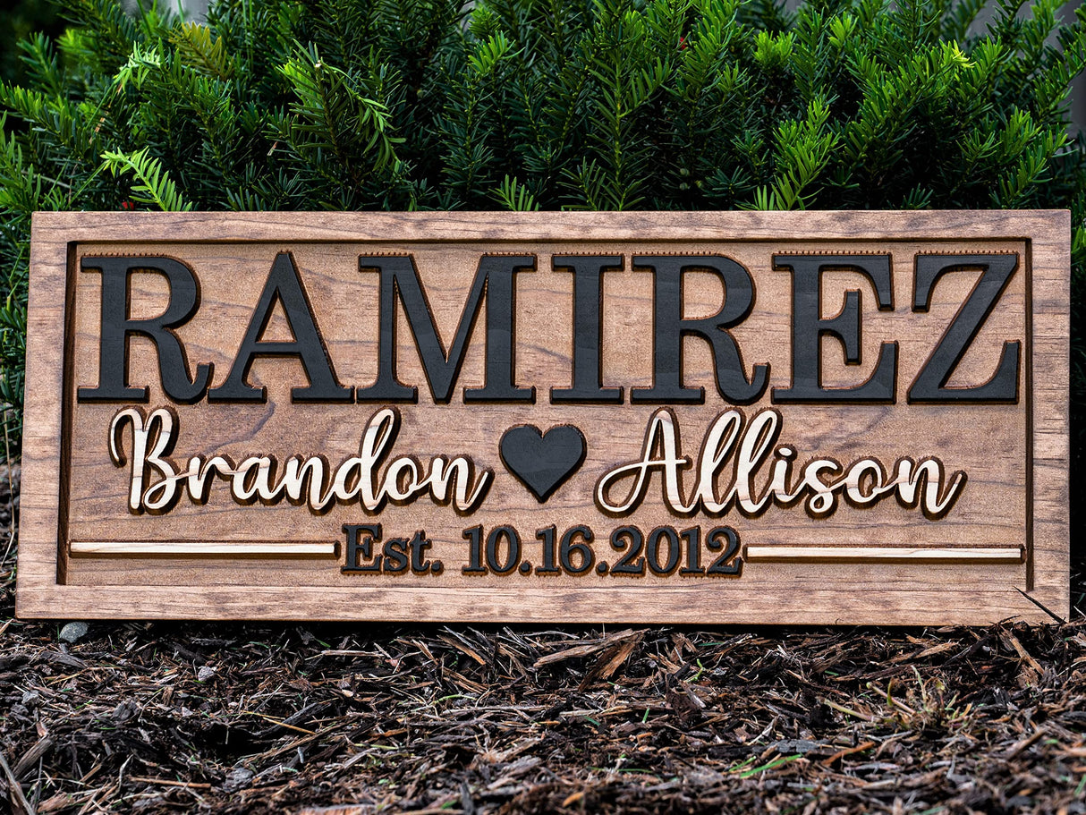 Bridal Shower Gift | Personalized Wedding Gift Last Name Established Sign | Anniversary Gift | Engagement Gifts | Valentines Day Gift | Wood Wedding 3D Woodworker