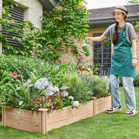Yaheetech 8×2ft Wooden Horticulture Raised Garden Bed Divisible Elevated Planting Planter Box for Flowers/Vegetables/Herbs in Backyard/Patio Outdoor, Yaheetech