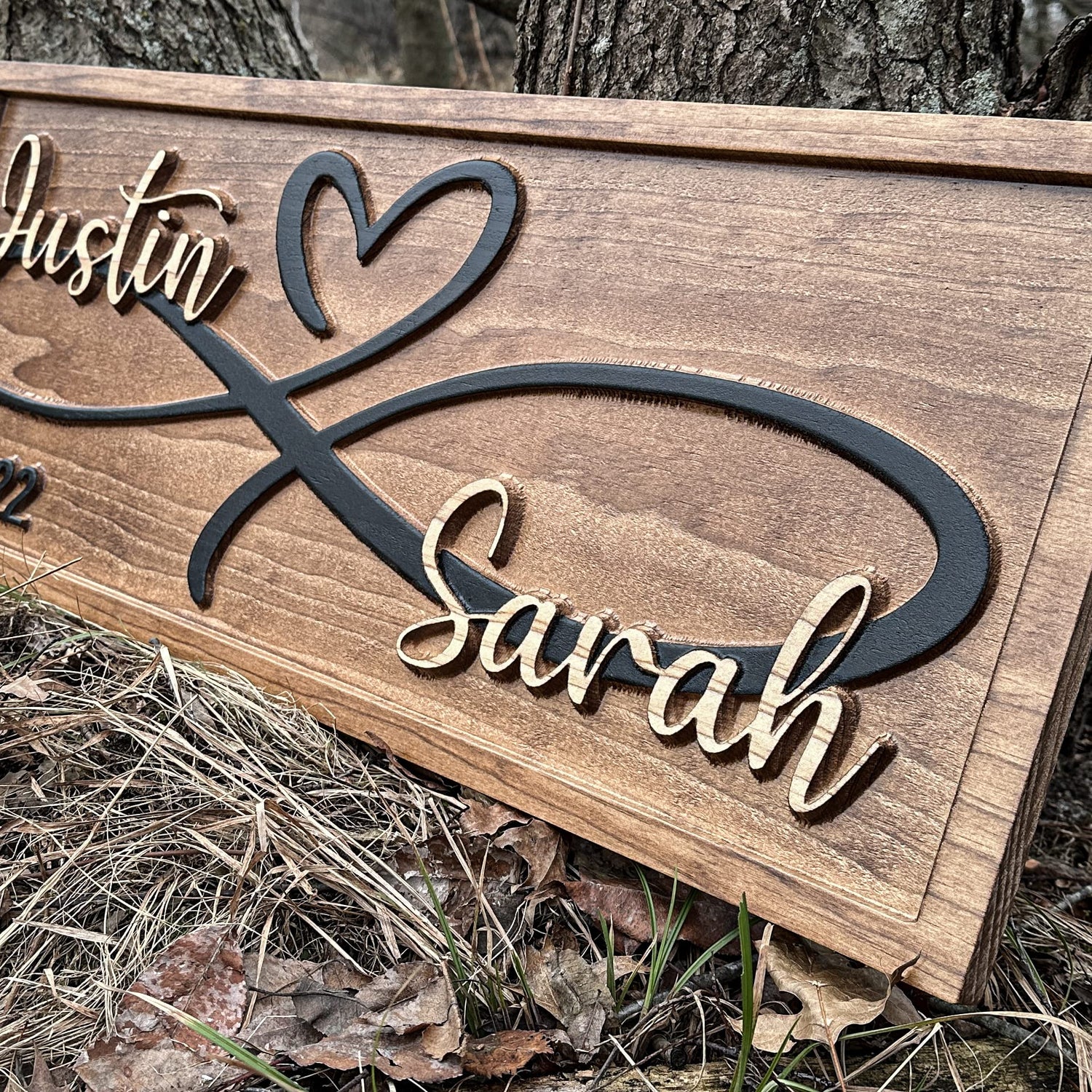 Personalized Heart Wall Decor | Wedding Gift for Couple | Wood Infinity Sign Wedding Date Engagement Anniversary Gift Bridal Shower Gift 3D Woodworker