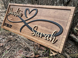 Personalized Heart Wall Decor | Wedding Gift for Couple | Wood Infinity Sign Wedding Date Engagement Anniversary Gift Bridal Shower Gift 3D Woodworker
