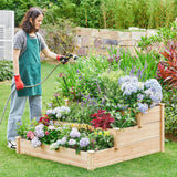 Yaheetech 3 Tier 47 x 47 x 22in Raised Garden Bed Horticulture Outdoor Elevated Flower Box Tiered Garden Bed Wooden Vegetables Growing Planter for Yaheetech