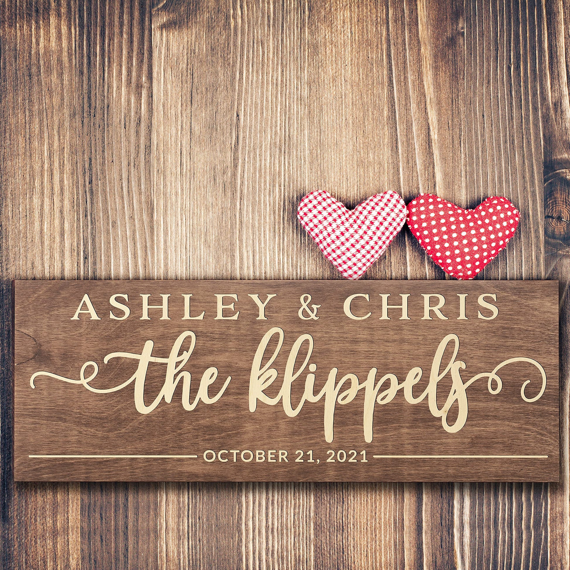 Personalized Wedding Sign, Custom Wood Family Established Sign w/Names & Dates, 15'' X 6'' - 9 Designs W/ 5 Wood Colors, Wedding Plaque for Ceremony, - WoodArtSupply