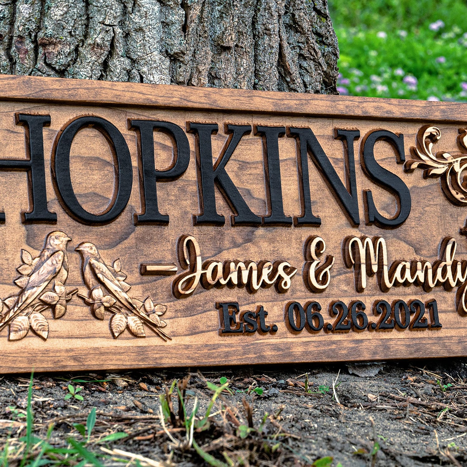 Rustic Wedding Decor | Personalized Wedding Gifts | Custom Wedding Signs | Last Name Sign | Love Bird Wall Decor | Bridal Shower Sign | Wood Garden 3D Woodworker