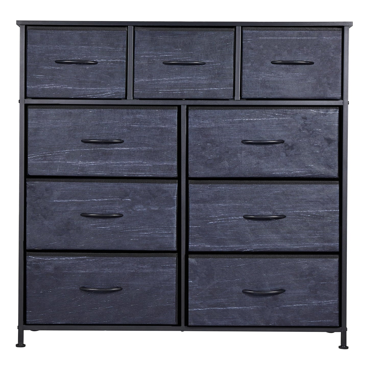 Tall Dresser for Bedroom with 9 Drawers, Storage Dresser Organizer Unit, Fabric Dresser for Bedroom, Closet, Chest of Drawers with Fabric Bins, Steel