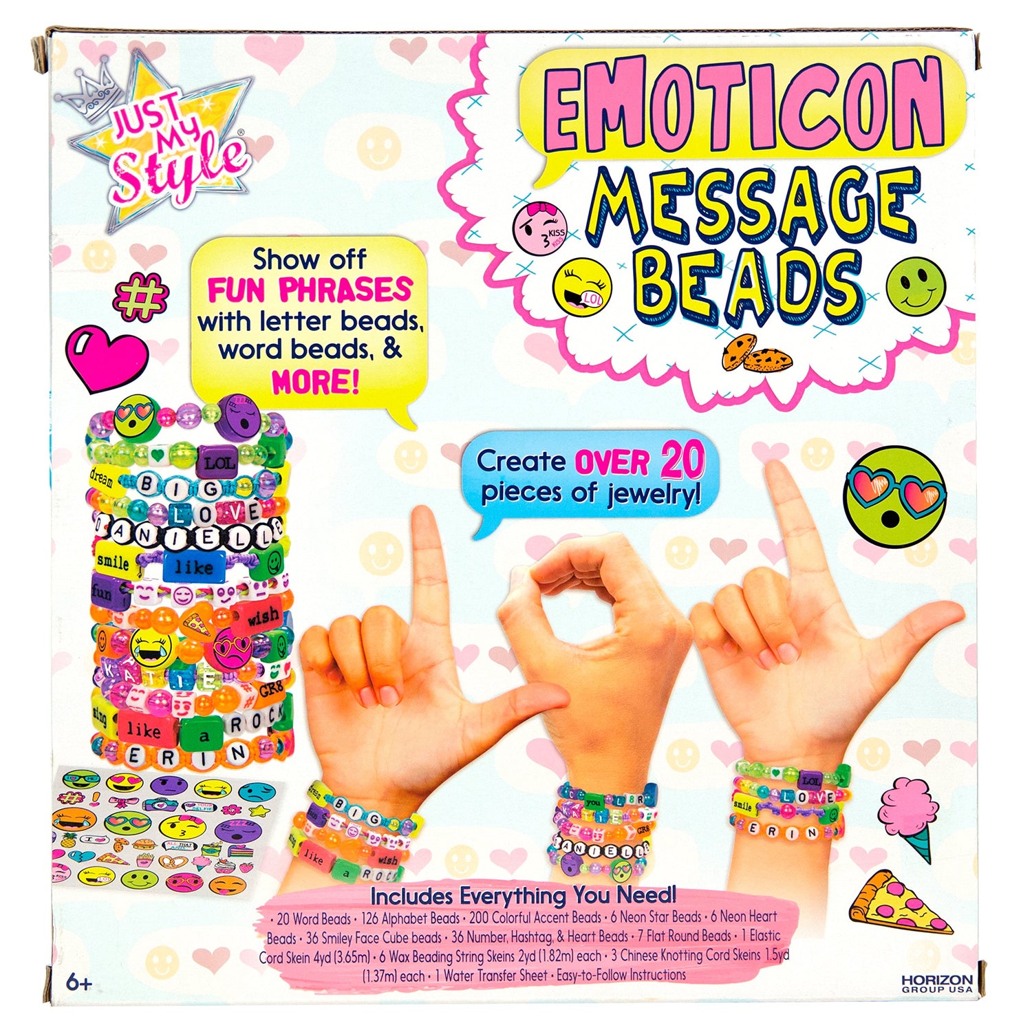 Just My Style Emoticon Message Beads, DIY 20+ Custom Accessories Using Symbols Alphabet Letters & Emojis, Great for Sleepover & Girls Night, Perfect Just My Style