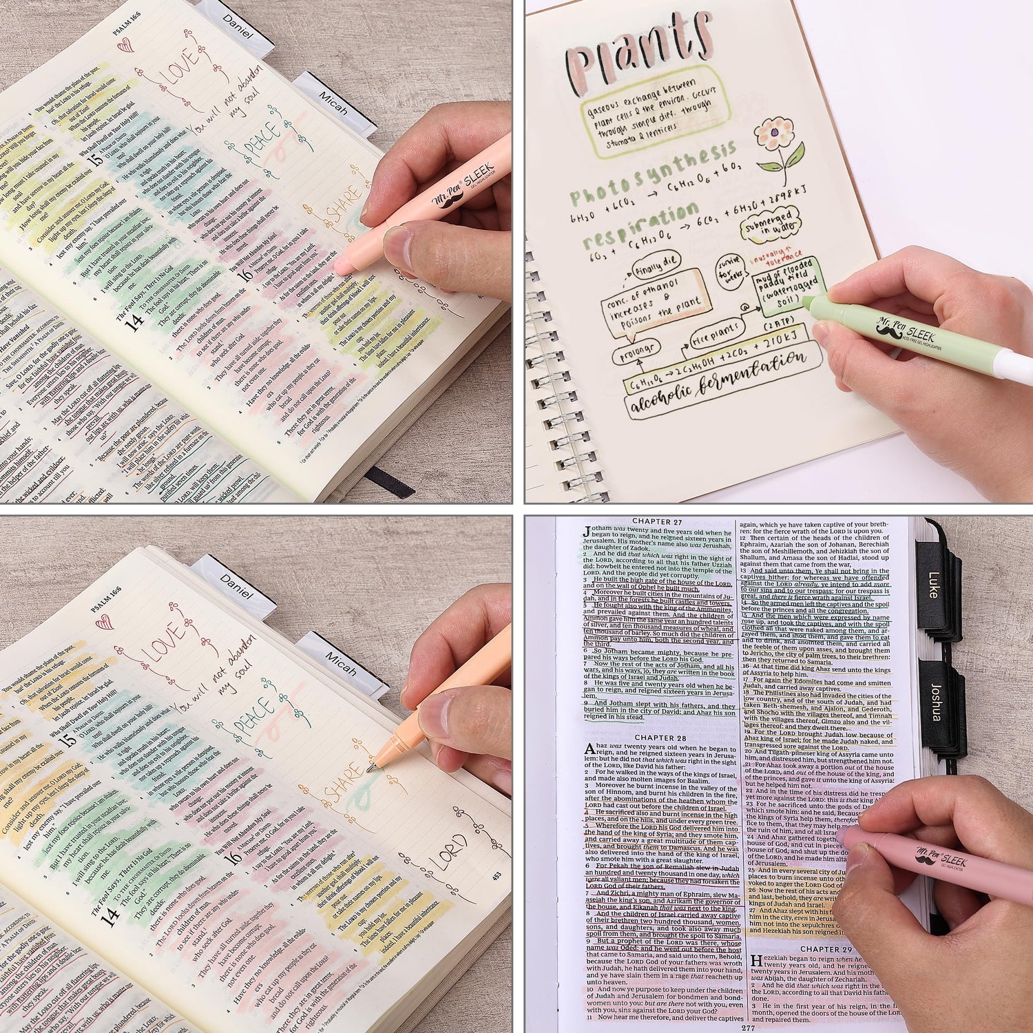 Mr. Pen- Aesthetic Gel Highlighters and Pens No Bleed, 12 Pack, Pastel Colors Bible Highlighters and Pens No Bleed, Bible Pens No Bleed Through, Mr. Pen