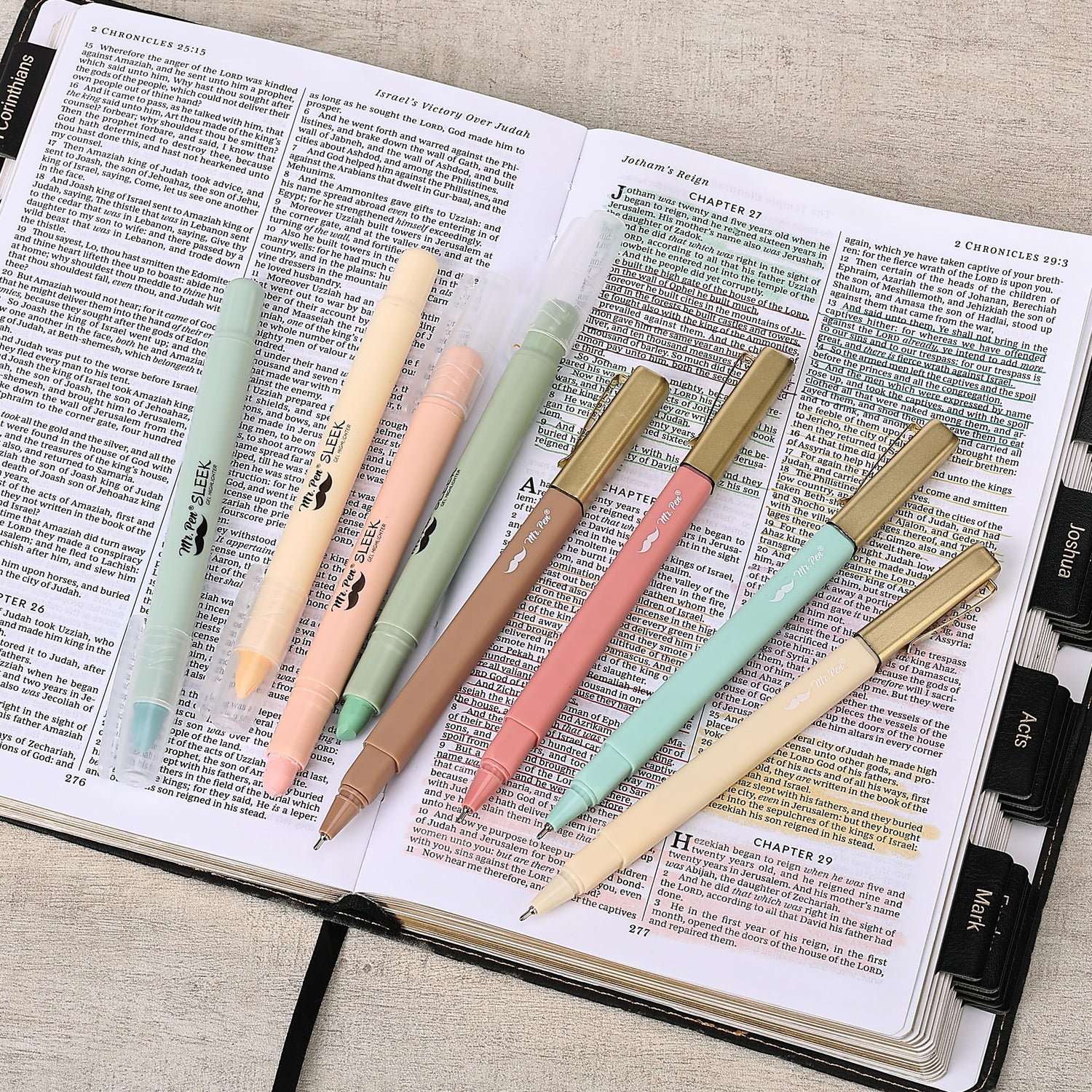Mr. Pen- Aesthetic Gel Highlighters and Pens No Bleed, 12 Pack, Pastel Colors Bible Highlighters and Pens No Bleed, Bible Pens No Bleed Through, Mr. Pen