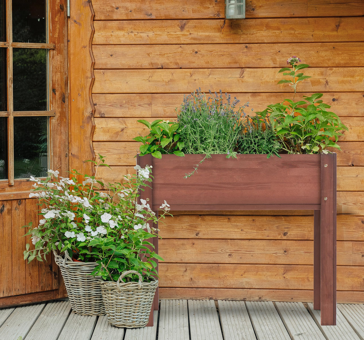 Raised Garden Bed with Legs (31x16x31''), Solid Wood Elevated Planter Box for Outdoor