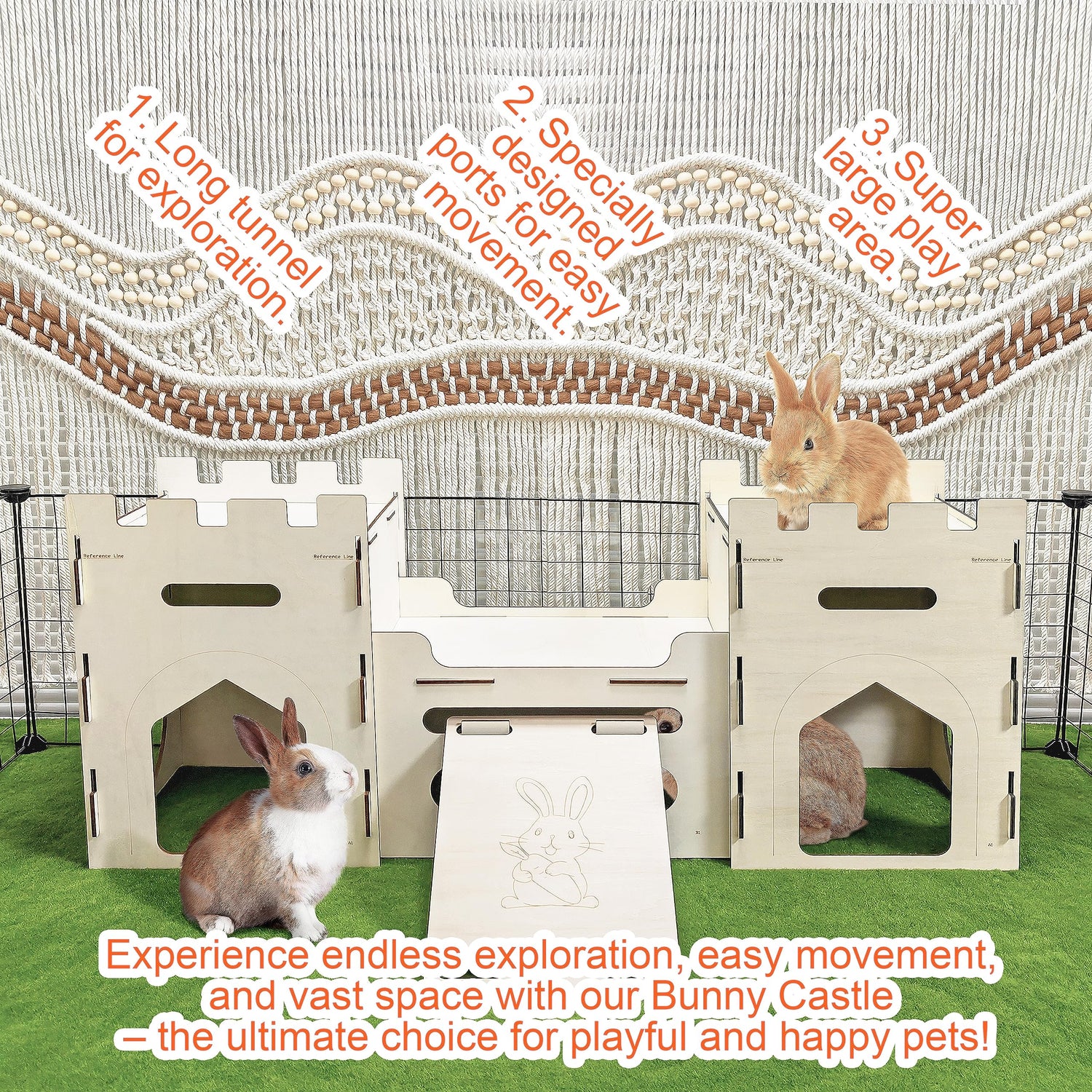 H1M9LX Extra Large Bunny Castle Toys Climbing Tower with Tunnel Hideout for Indoor Rabbits Ventilated Sturdy Enrichment Toys Habitat H1M9LX