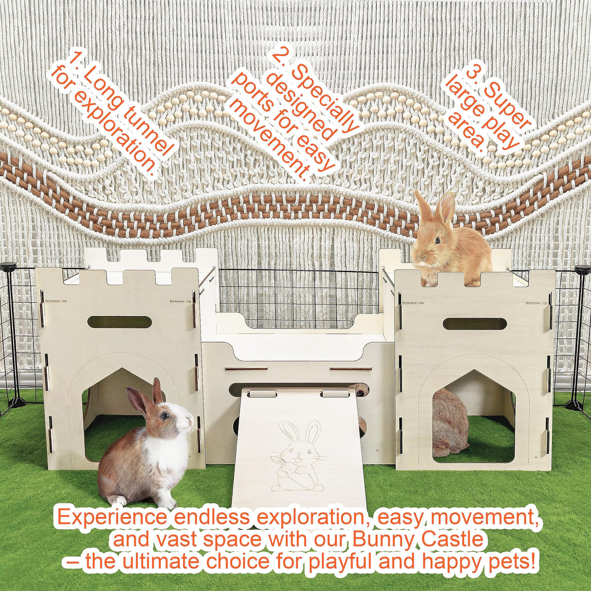 H1M9LX Extra Large Bunny Castle Toys Climbing Tower with Tunnel Hideout for Indoor Rabbits Ventilated Sturdy Enrichment Toys Habitat H1M9LX