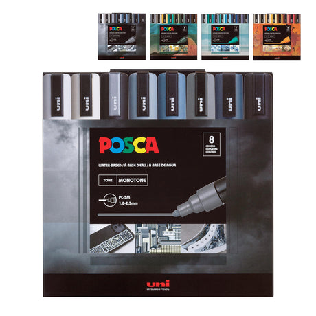 Posca Markers Color Tones Set, Acrylic Paint Pens with Reversible Tips for Coloring and Drawing on Any Surface, Non-Toxic Formula, Posca Markers Mono Uni Posca